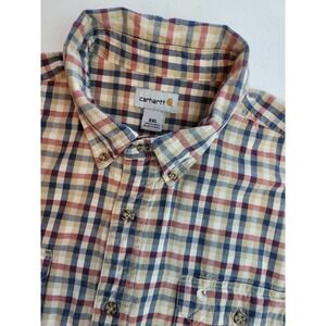 Carhartt Cotton Button Down Shirt‎ Mens 2XL Plaid Short Sleeve Work Casual